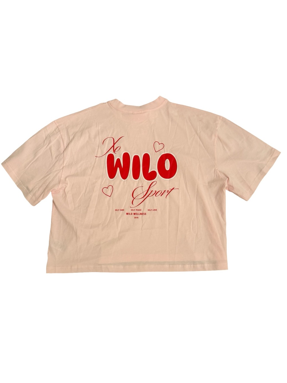 Wilo The Label Sport Oversized Graphic Tee & Biker Short Set Pink Red S NWT - Picture 5 of 8